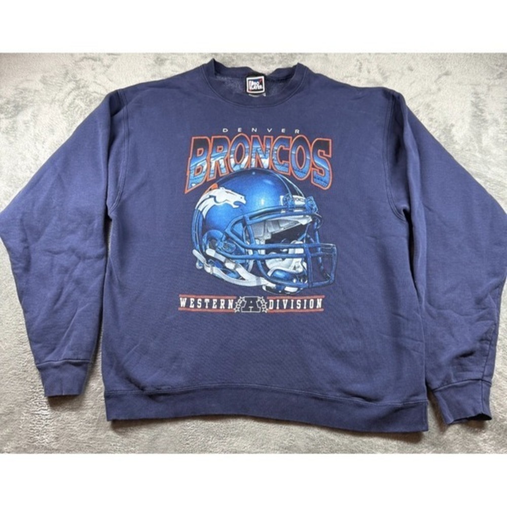 Vtg Denver Broncos Pro Player Sweatshirt Men's XL Navy AFC Western Division NFL